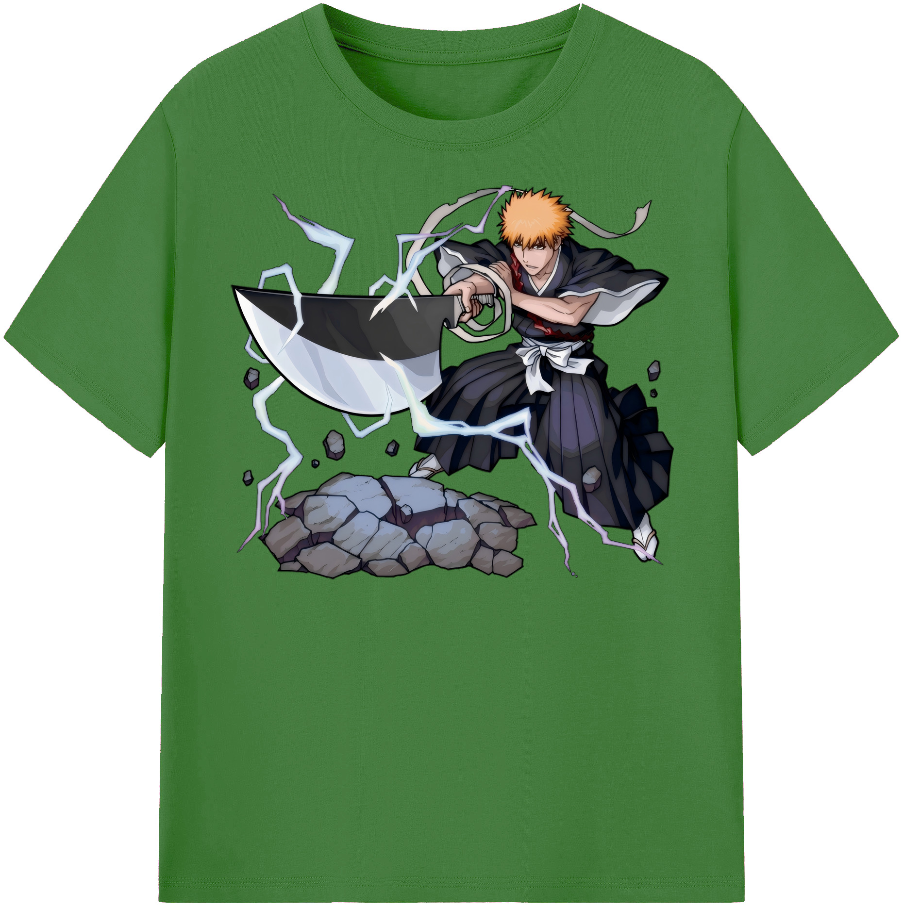 （画像用） ブリーチ 黒崎一護（くろさき いちご）BLEACH Kurosaki Ichigo レディースカジュアルプリントTシャツ（綿100％）